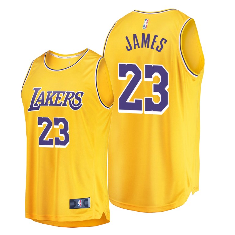 Men's Los Angeles Lakers LeBron James #23 NBA Replica Icon Edition Gold Basketball Jersey XQN8183PA